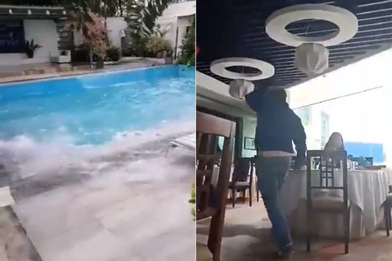 A strong 6.8-magnitude earthquake hit Mindanao on Dec 15, 2019, causing water in a swimming pool to splash about and hanging fixtures in a restaurant to sway.